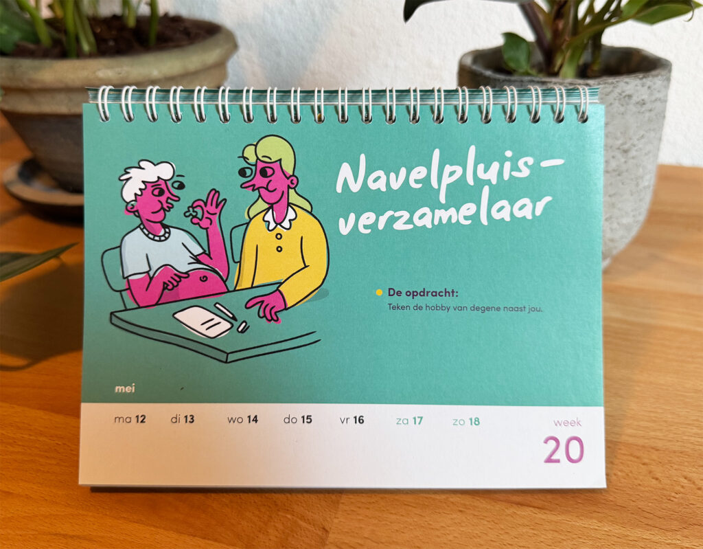 foto van kalender met illustratie