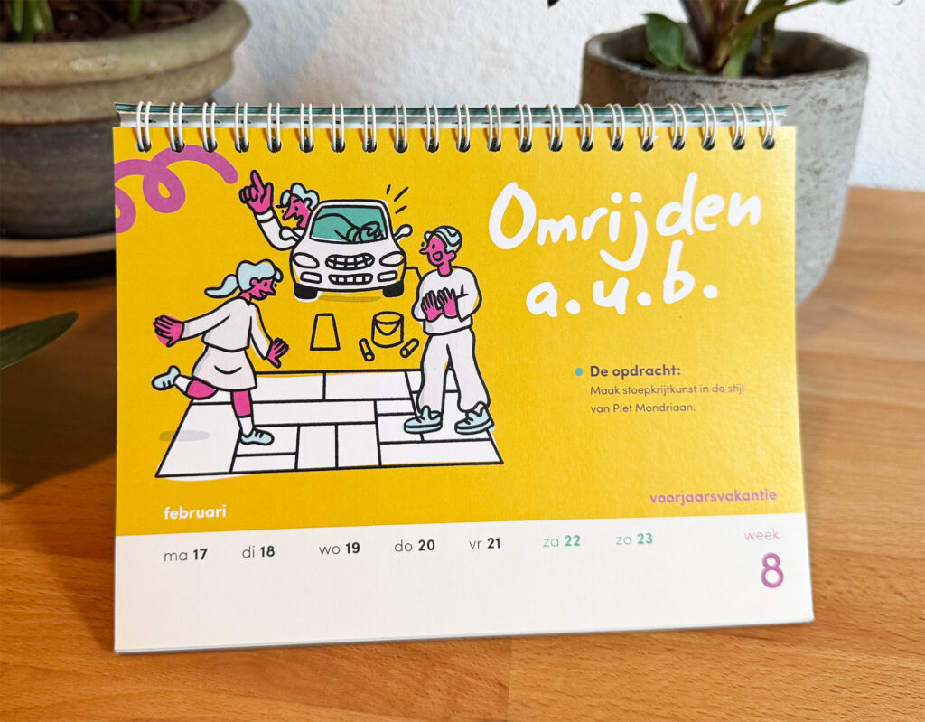 foto van kalender met illustratie