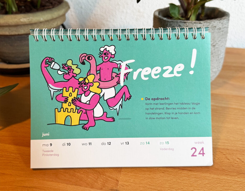 foto van kalender met illustratie